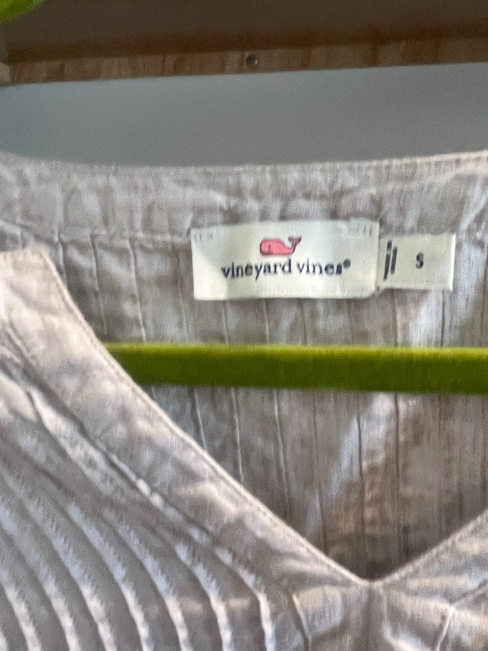Vineyard Vines Soft Linen Pintuck V-Neck Top - Light Beige - Picture 2 of 6